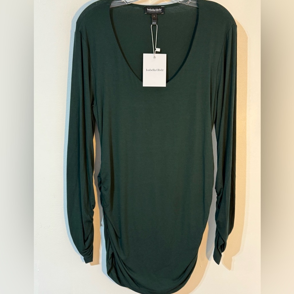 Isabella Oliver Maternity Scoop Top in military green
